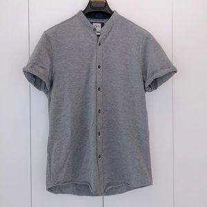 Zara Slim Fit heather Gray short sleeve button